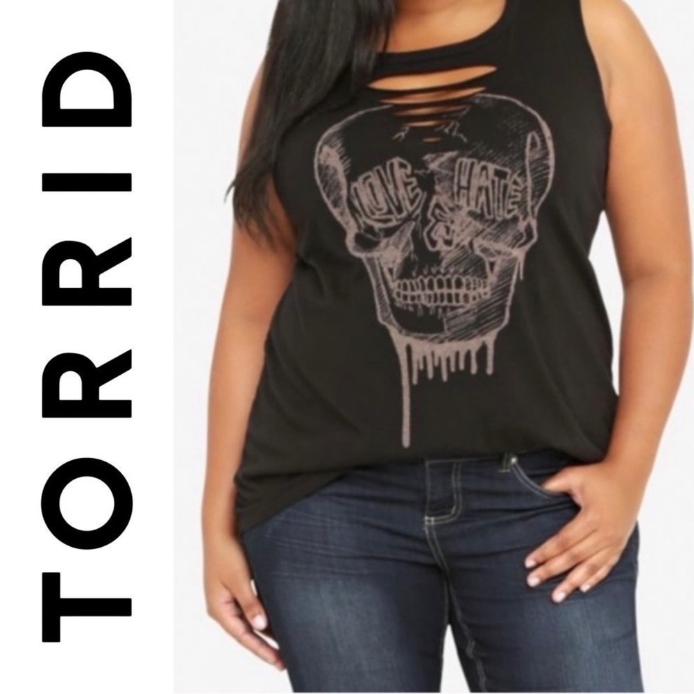 TORRID Slashed Skull “Love Hate” Tank size 0